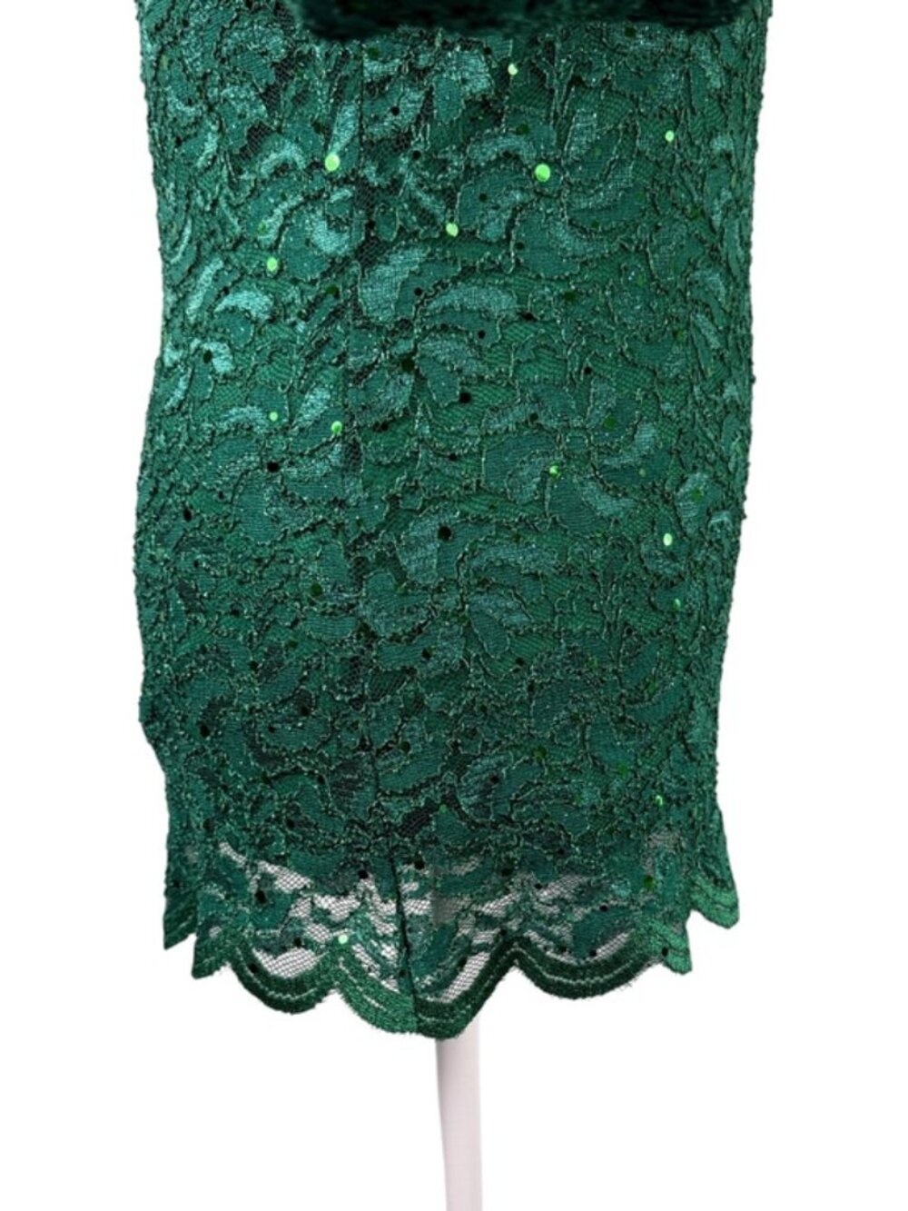 Boston Proper M Emerald Green Lace Sequin Open Back Holiday Top - Picture 8 of 10
